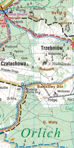 Jura Krakowsko-Częstochowska - widok mapy papierowej