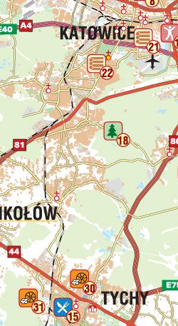 Śląskie szlaki tematyczne - widok mapy papierowej