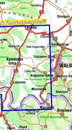 Powiat Kamiennogórski - widok mapy papierowej