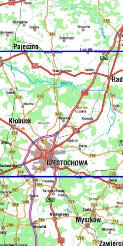 Jura Krakowsko-Częstochowska Okolice Częstochowy - widok mapy papierowej
