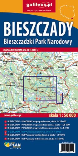 Bieszczady  - Bieszczadzki Park Narodowy - widok mapy papierowej