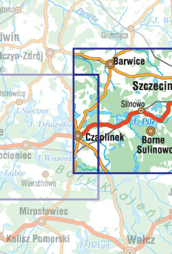 Pojezierze Drawskie - część wschodnia - widok mapy papierowej
