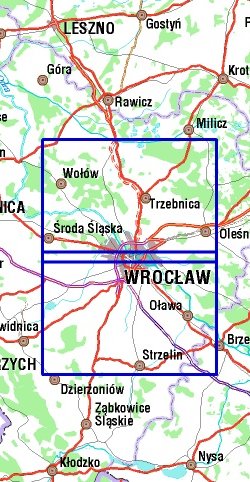 Okolice Wrocławia, mapa dla rowerzystów i piechurów - widok mapy papierowej