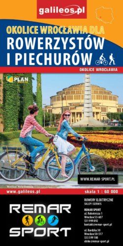 Okolice Wrocławia, mapa dla rowerzystów i piechurów - widok mapy papierowej