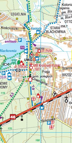 Okolice Częstochowy - część zachodnia - widok mapy papierowej