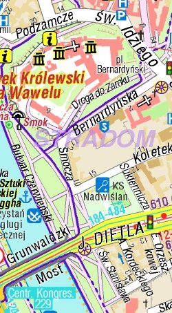 Kraków plan miasta - widok mapy papierowej