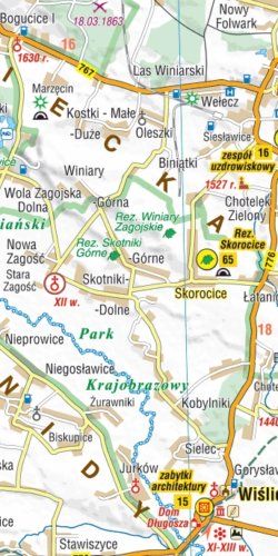 Świętokrzyskie - 101 atrakcji turystycznych - widok mapy papierowej