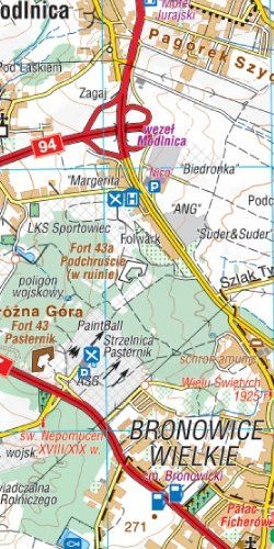 Okolice Krakowa - widok mapy papierowej