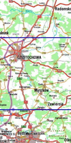Jura Krakowsko-Częstochowska Okolice Częstochowy - widok mapy papierowej