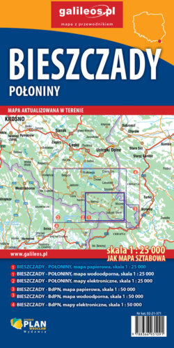 Bieszczady Połoniny - widok mapy papierowej