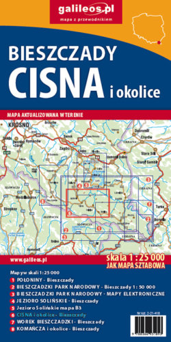 Bieszczady - Cisna i okolice 2022 - widok mapy papierowej